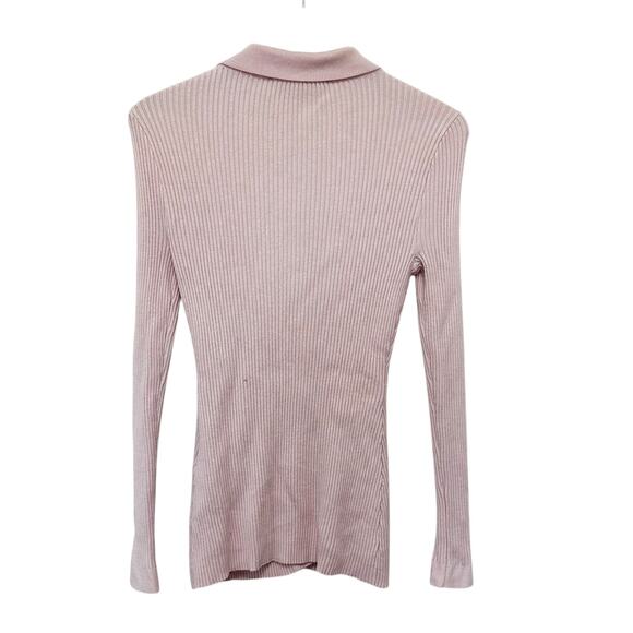 White House Black Market Light Pink Ribbed Button Front Sweater Sz S - Picture 4 of 4